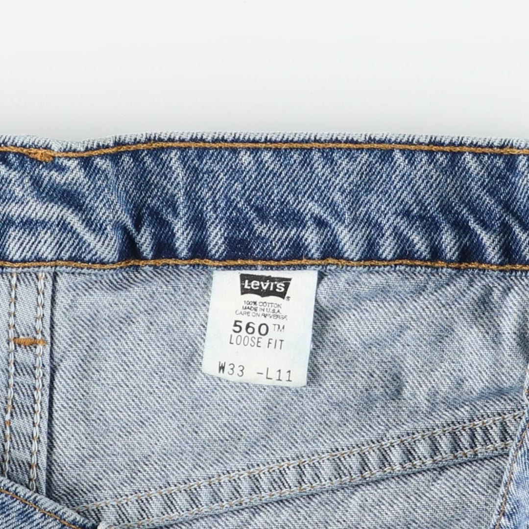 Levi's 560 Denim Shorts, Half Pants, Made in USA, Men's Size W33 (approx.) cotton Blue type light blue Vintage Second Hand