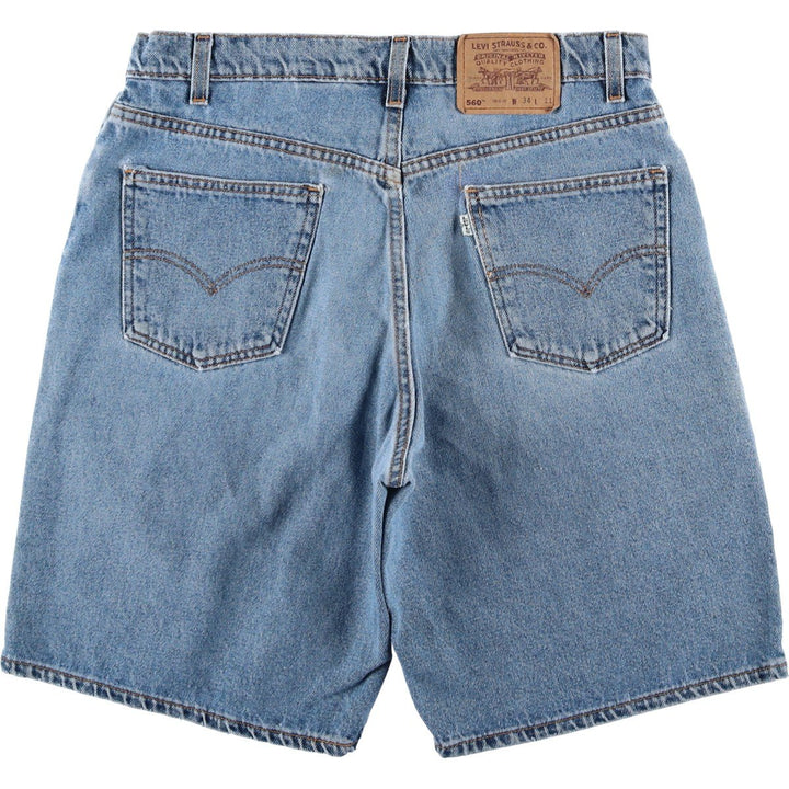 Levi's 560 Loose Fit Denim Shorts, Made in USA, Men's Size W34 (approx.) cotton blue type Vintage Second Hand