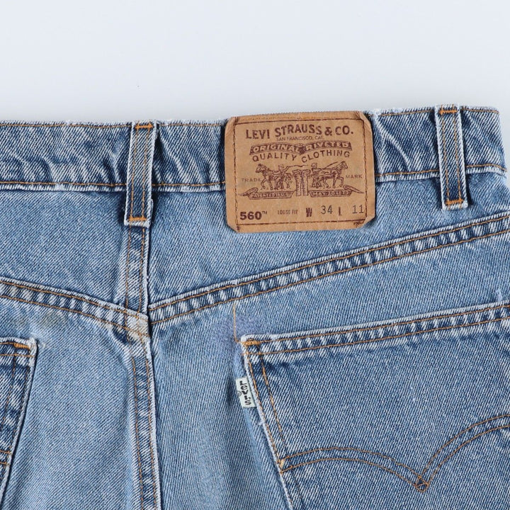 Levi's 560 Loose Fit Denim Shorts, Made in USA, Men's Size W34 (approx.) cotton blue type Vintage Second Hand