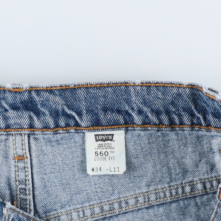 Levi's 560 Loose Fit Denim Shorts, Made in USA, Men's Size W34 (approx.) cotton blue type Vintage Second Hand