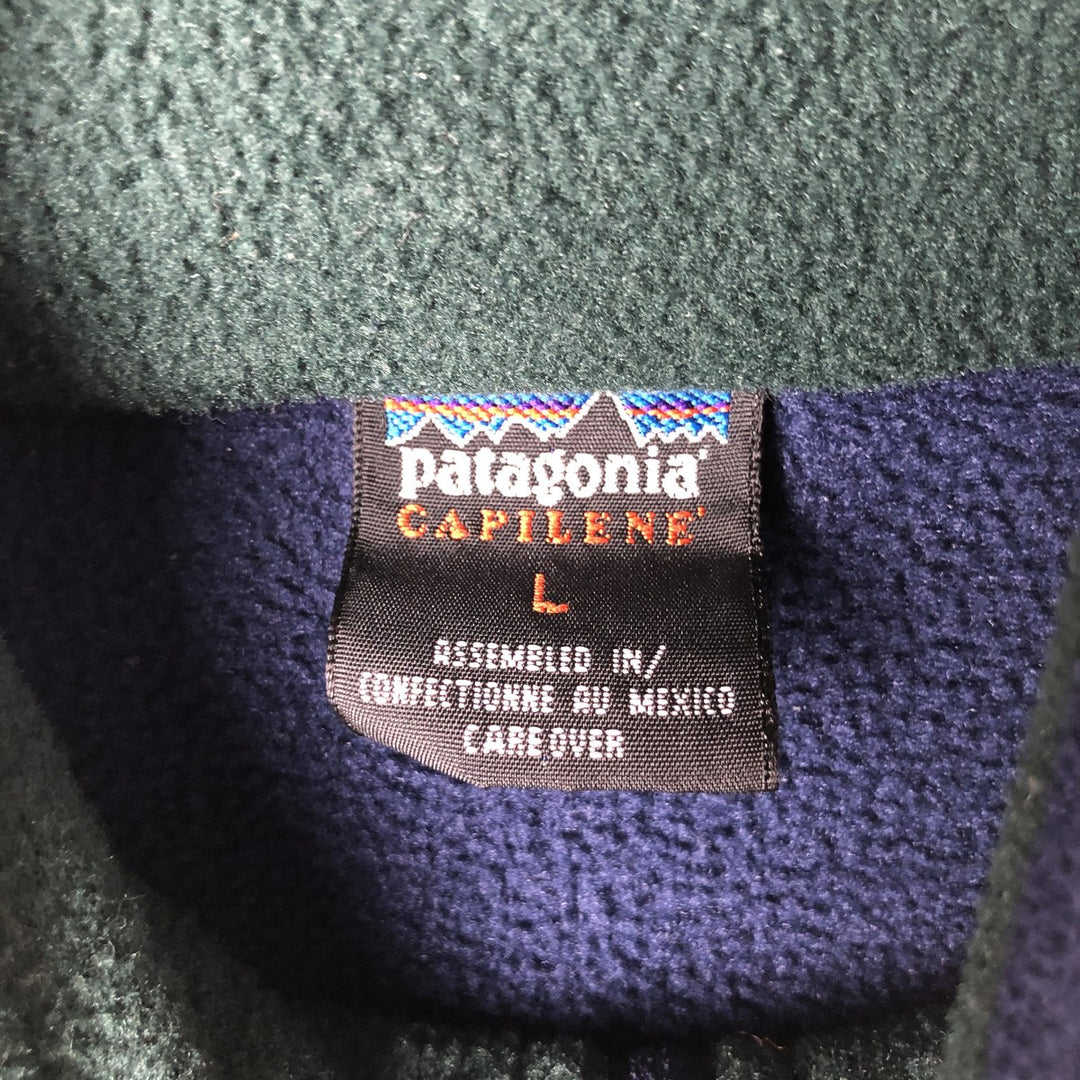 Patagonia CAPILENE 43470 Half-Zip Fleece Pullover (Men's Size L) polyester navy blue type Vintage Second Hand