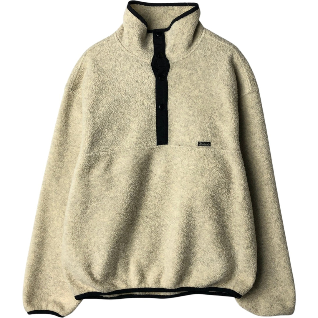 2000'S Woolrich Half-Snap Fleece Pullover, Men's Size L (approx.) polyester ivory Vintage Second Hand