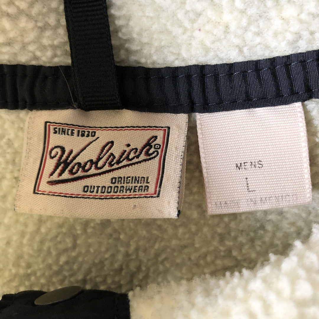 2000'S Woolrich Half-Snap Fleece Pullover, Men's Size L (approx.) polyester ivory Vintage Second Hand