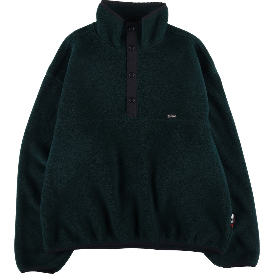 90s-00'S WOOLRICH Half-Snap Fleece Pullover, Men's XL polyester Green type dark green Vintage Second Hand