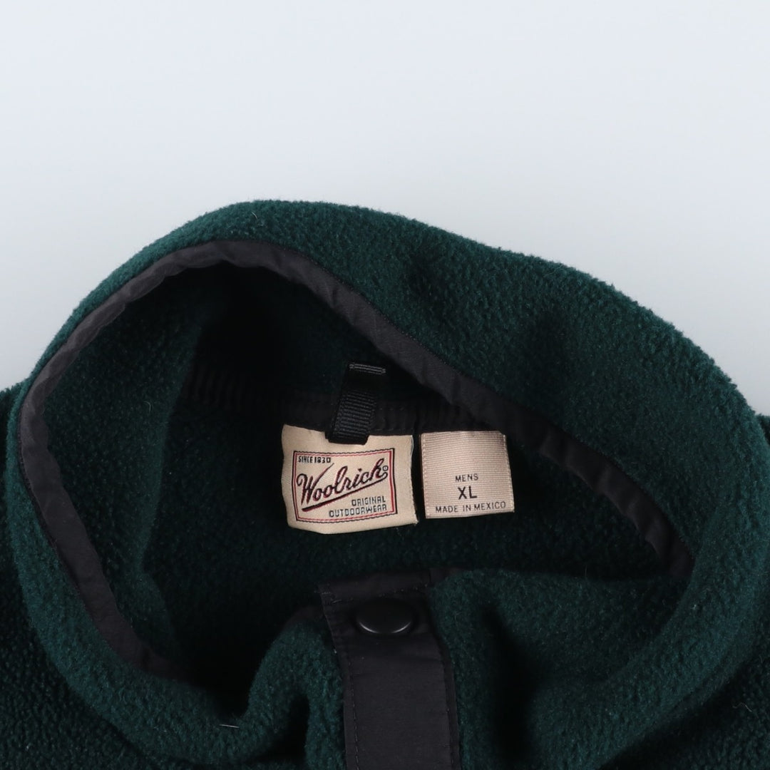 90s-00'S WOOLRICH Half-Snap Fleece Pullover, Men's XL polyester Green type dark green Vintage Second Hand