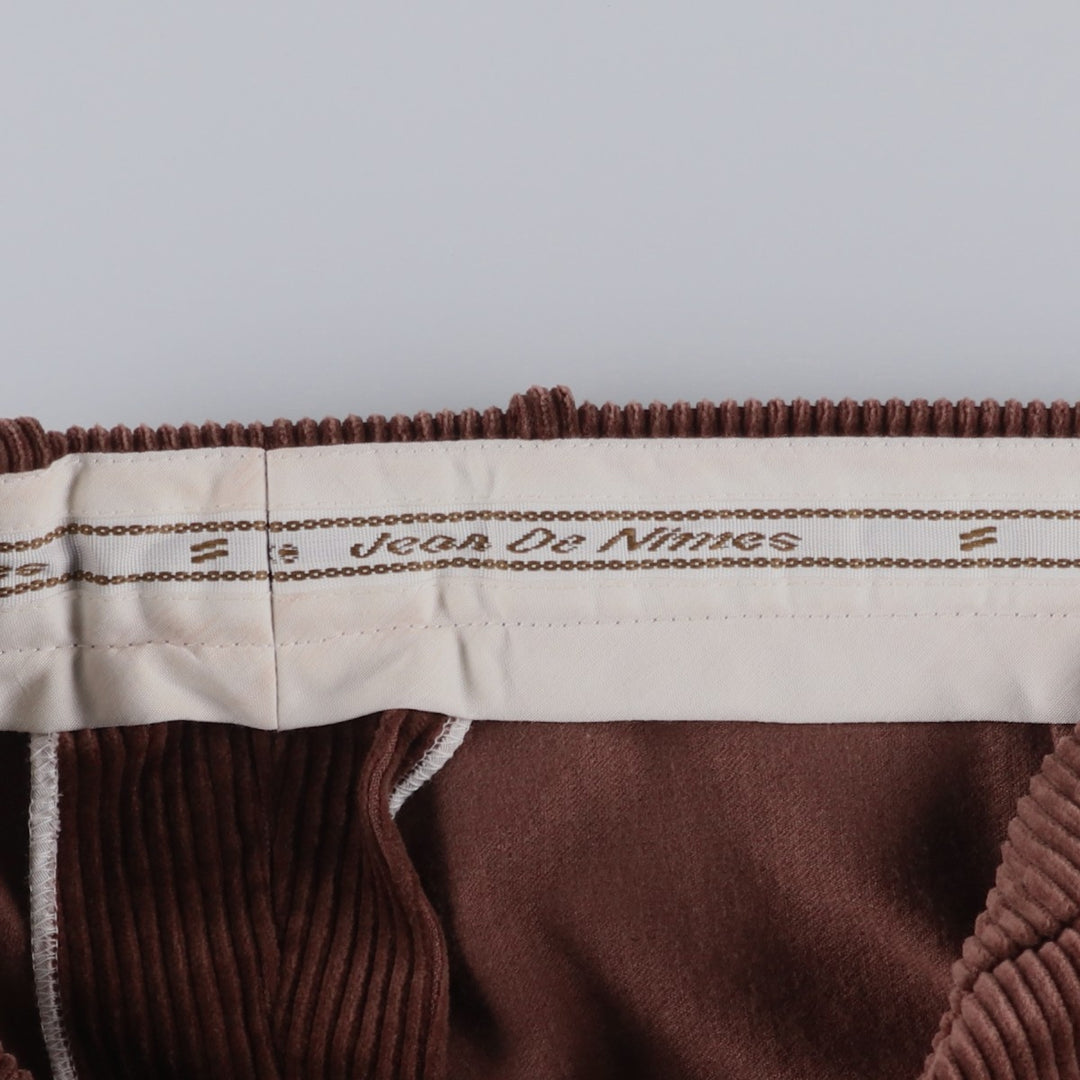 Jean De Nimes Two-Pleat Corduroy Pants, Men's Size W37 (approx.) unclear brown type Vintage Second Hand
