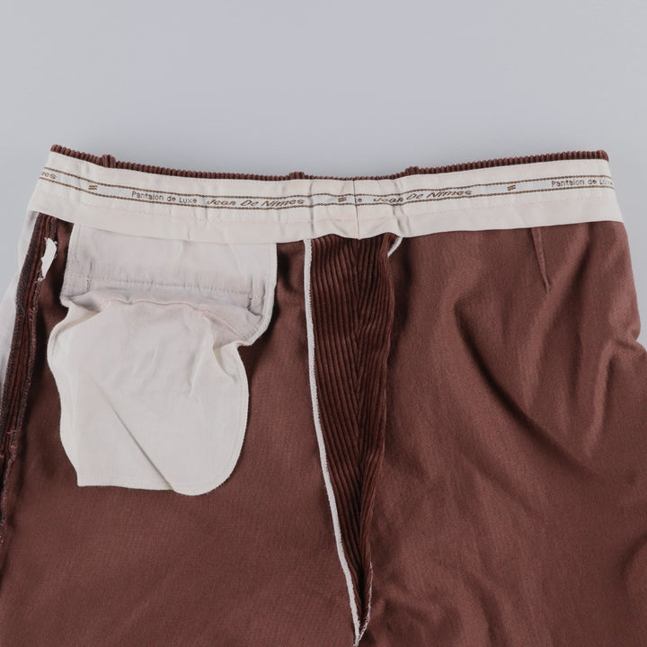 Jean De Nimes Two-Pleat Corduroy Pants, Men's Size W37 (approx.) unclear brown type Vintage Second Hand