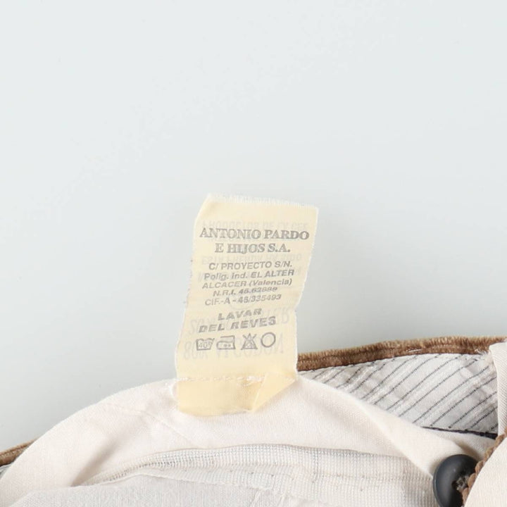 ANTONIO PARDO E HIJOS SA Two-Pleat Corduroy Pants, Men's Size W33 (approx.), Vintage cotton Beige type Vintage Second Hand