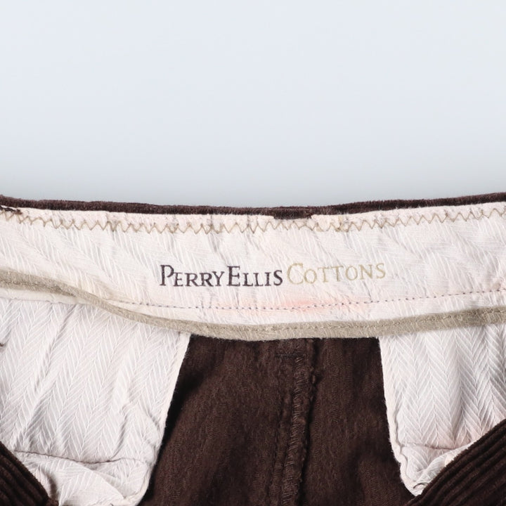 Perry Ellis Cotton Corduroy Pants, Men's Size W34 (approx.) cotton brown type Vintage Second Hand