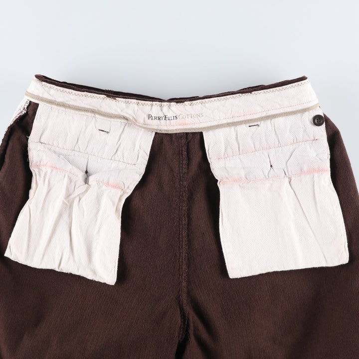 Perry Ellis Cotton Corduroy Pants, Men's Size W34 (approx.) cotton brown type Vintage Second Hand
