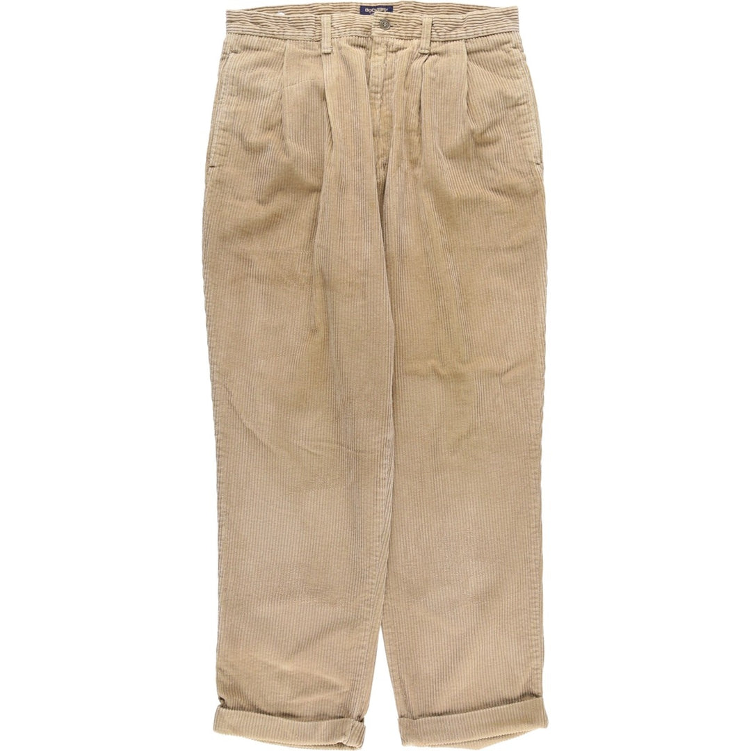 90'S Dockers khakis loose fit wide-wale corduroy pants with two pleats, men's size W33 equivalent, vintage. cotton Beige type Vintage Second Hand