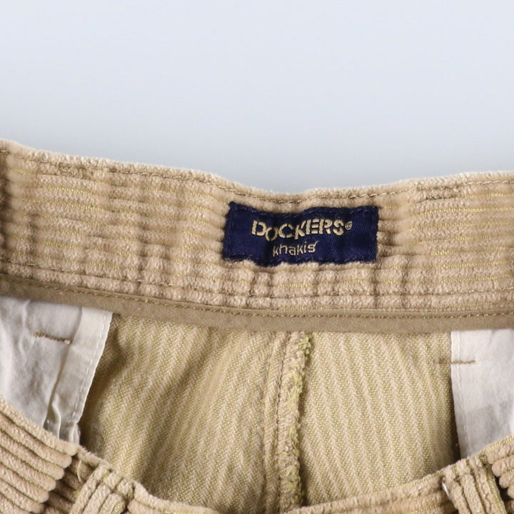90'S Dockers khakis loose fit wide-wale corduroy pants with two pleats, men's size W33 equivalent, vintage. cotton Beige type Vintage Second Hand