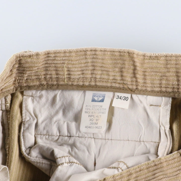 90'S Dockers khakis loose fit wide-wale corduroy pants with two pleats, men's size W33 equivalent, vintage. cotton Beige type Vintage Second Hand