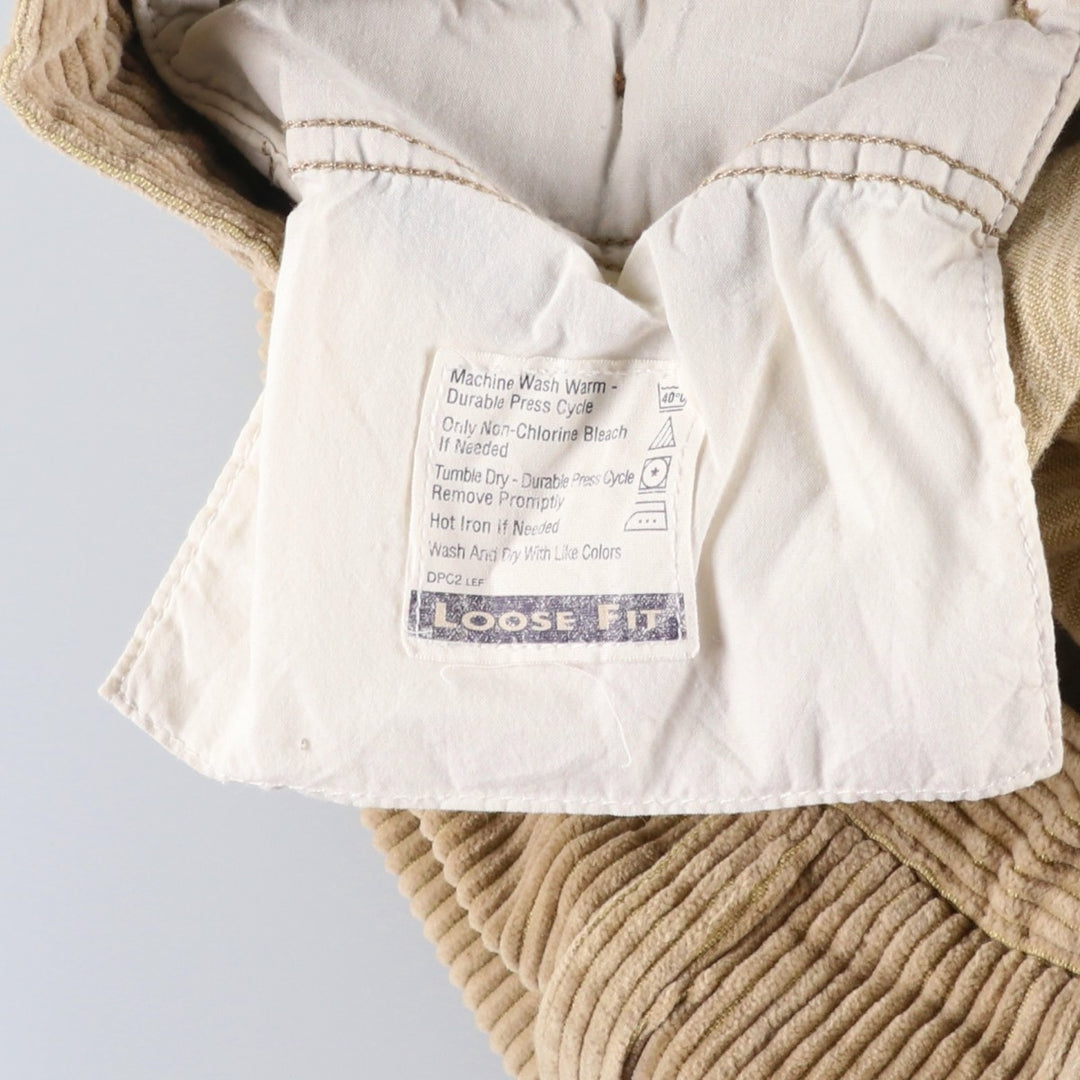 90'S Dockers khakis loose fit wide-wale corduroy pants with two pleats, men's size W33 equivalent, vintage. cotton Beige type Vintage Second Hand
