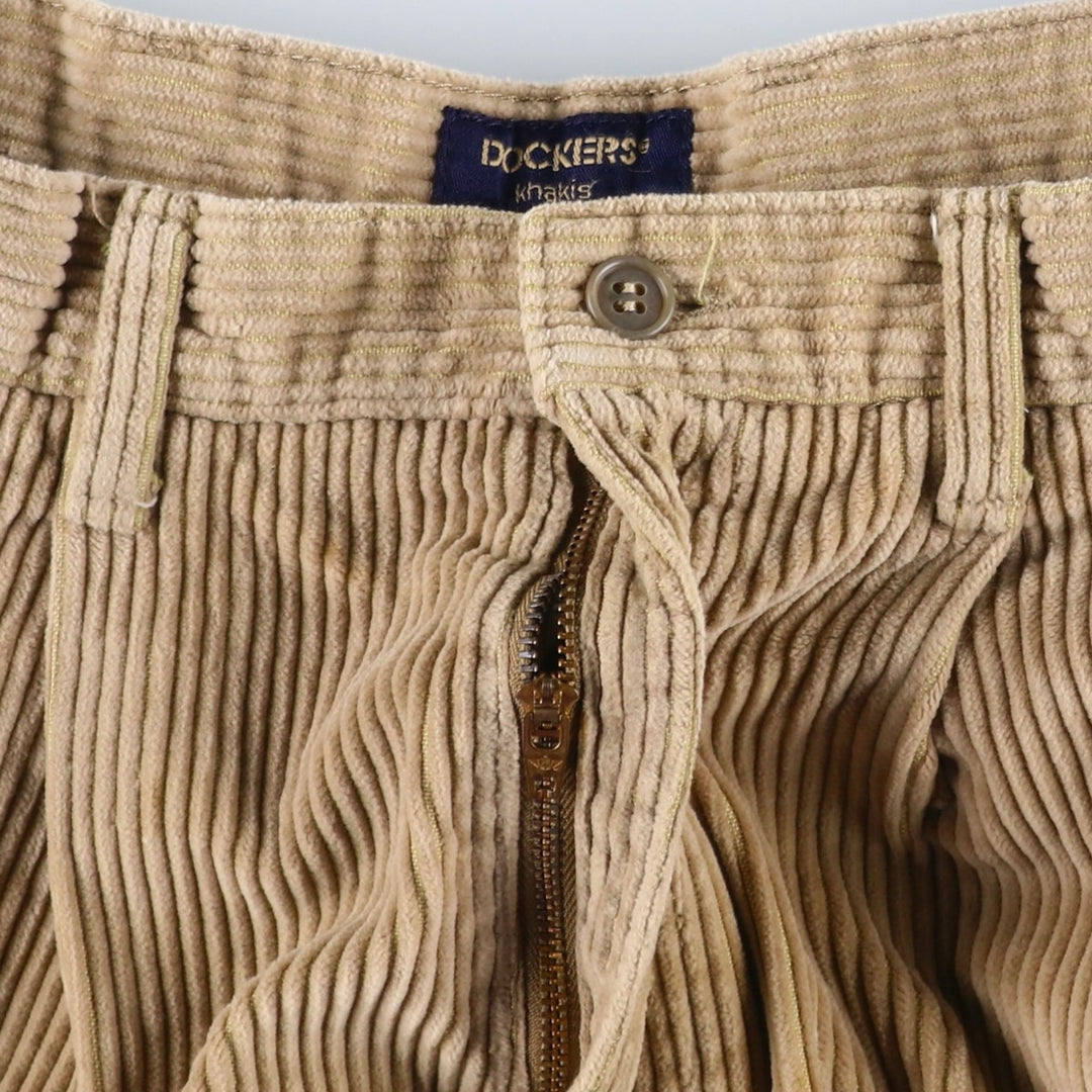 90'S Dockers khakis loose fit wide-wale corduroy pants with two pleats, men's size W33 equivalent, vintage. cotton Beige type Vintage Second Hand