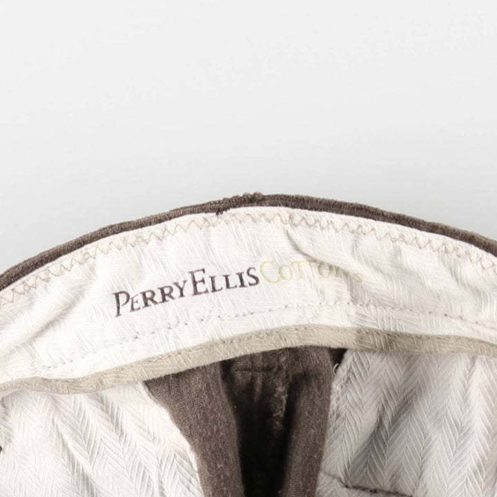 Perry Ellis Cotton Wide-Wale Corduroy Pants, Men's Size W34 (approx.) cotton brown type Vintage Second Hand