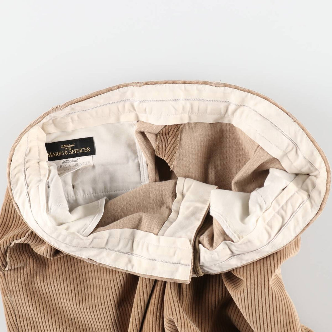 Marks & Spencer wide-wale corduroy pants, made in England, men's size W36 (approx.) cotton Beige type Vintage Second Hand