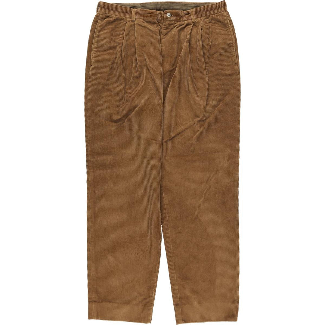 GB PEDRINI Two-Pleat Corduroy Pants, Made in Italy, Men's Size W34 (approx.) cotton brown type Vintage Second Hand
