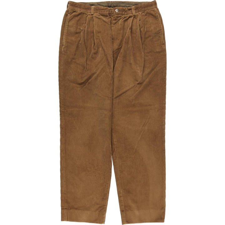 GB PEDRINI Two-Pleat Corduroy Pants, Made in Italy, Men's Size W34 (approx.) cotton brown type Vintage Second Hand