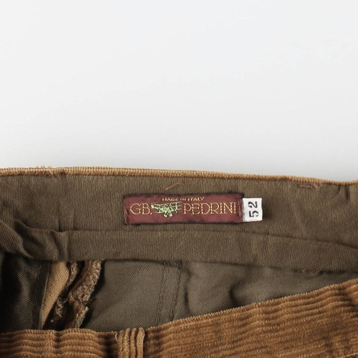 GB PEDRINI Two-Pleat Corduroy Pants, Made in Italy, Men's Size W34 (approx.) cotton brown type Vintage Second Hand