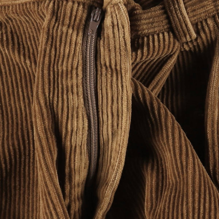 GB PEDRINI Two-Pleat Corduroy Pants, Made in Italy, Men's Size W34 (approx.) cotton brown type Vintage Second Hand