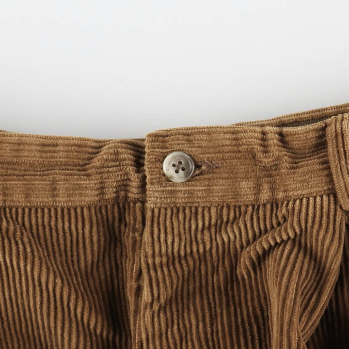 GB PEDRINI Two-Pleat Corduroy Pants, Made in Italy, Men's Size W34 (approx.) cotton brown type Vintage Second Hand