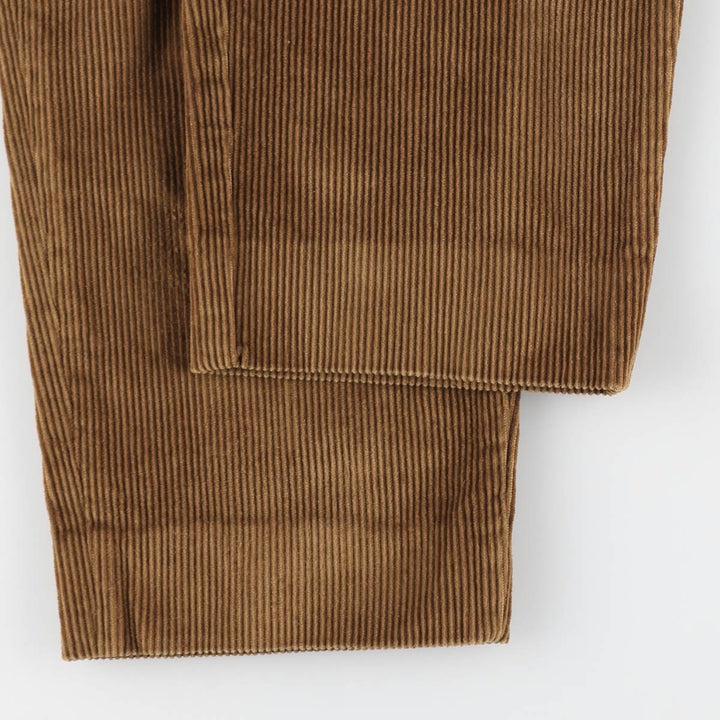 GB PEDRINI Two-Pleat Corduroy Pants, Made in Italy, Men's Size W34 (approx.) cotton brown type Vintage Second Hand