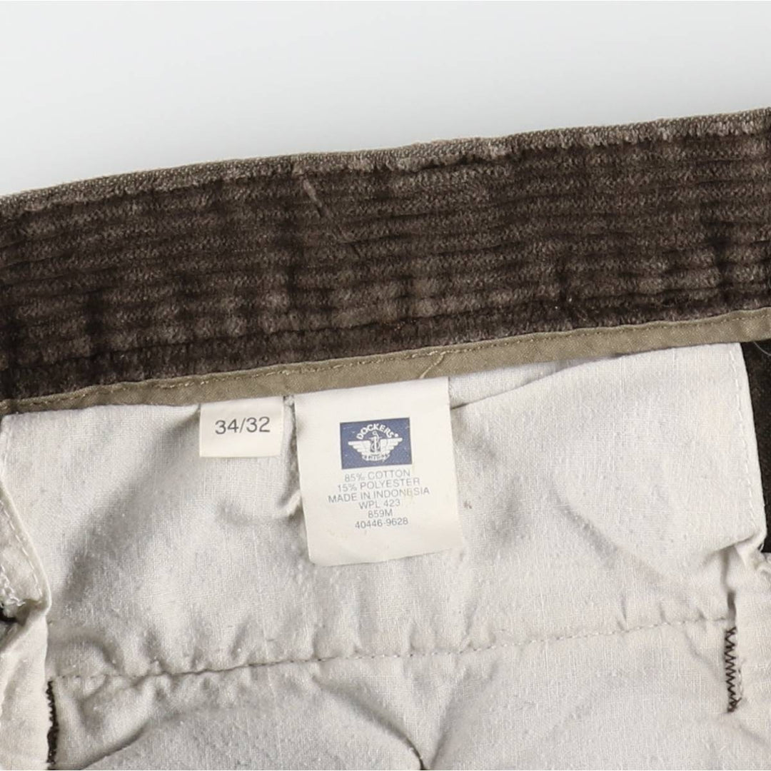 90'S Dockers khakis two-pleat corduroy pants, men's size W34 equivalent, vintage. cotton brown type Vintage Second Hand