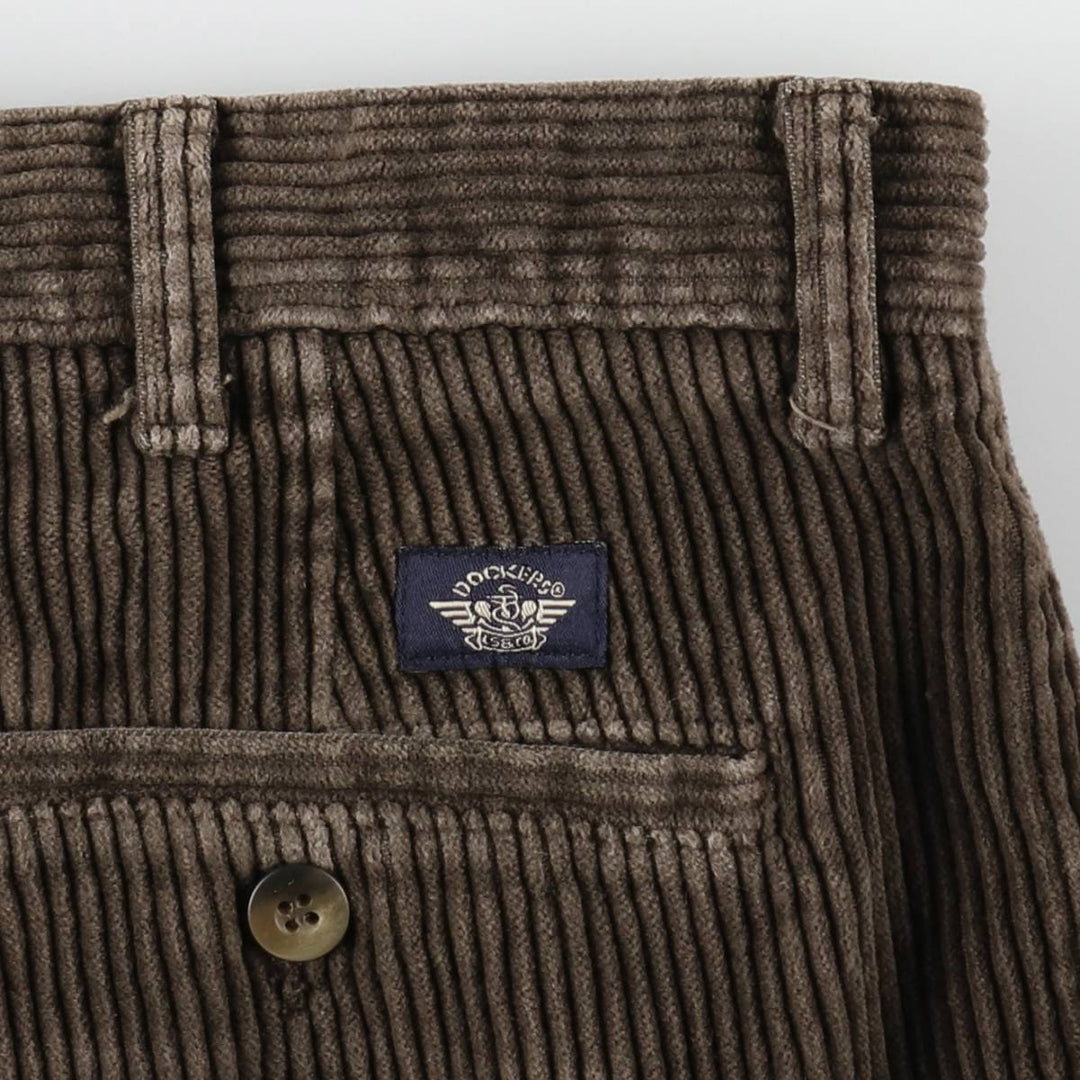 90'S Dockers khakis two-pleat corduroy pants, men's size W34 equivalent, vintage. cotton brown type Vintage Second Hand