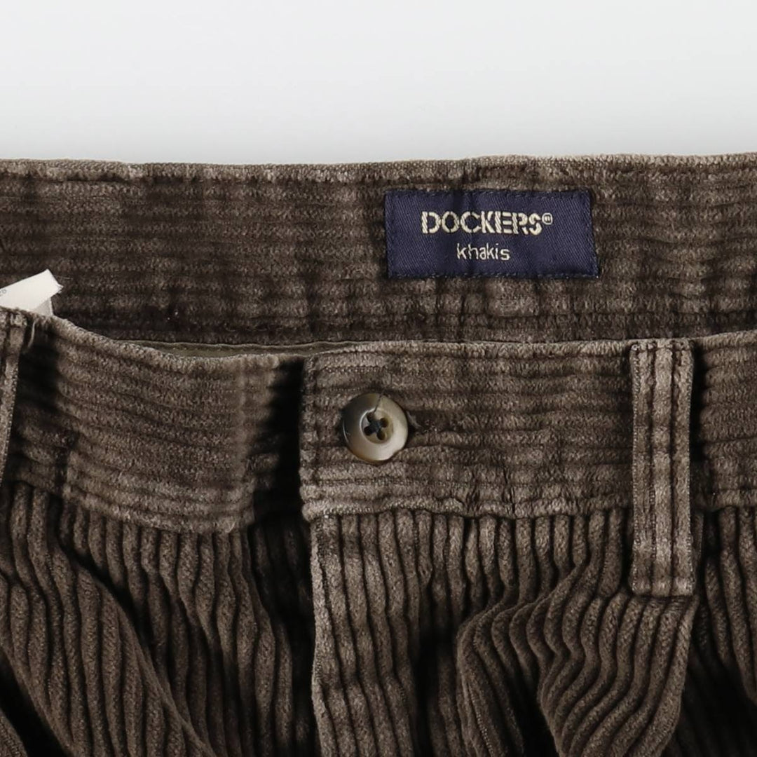 90'S Dockers khakis two-pleat corduroy pants, men's size W34 equivalent, vintage. cotton brown type Vintage Second Hand