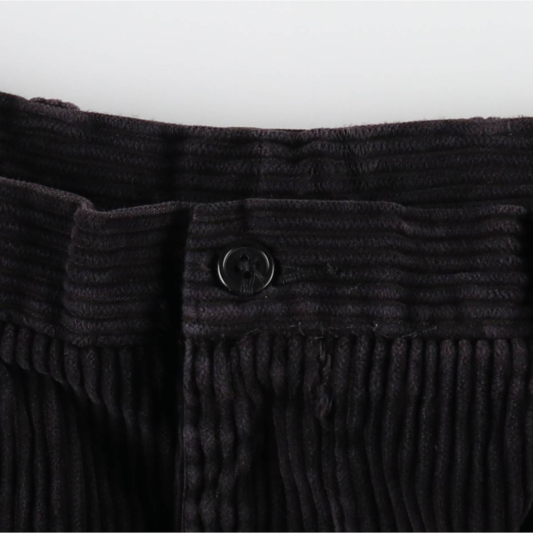 Perry Ellis Men's Wide-Ribbed Two-Pleated Corduroy Pants, Size W35 cotton black type Vintage Second Hand