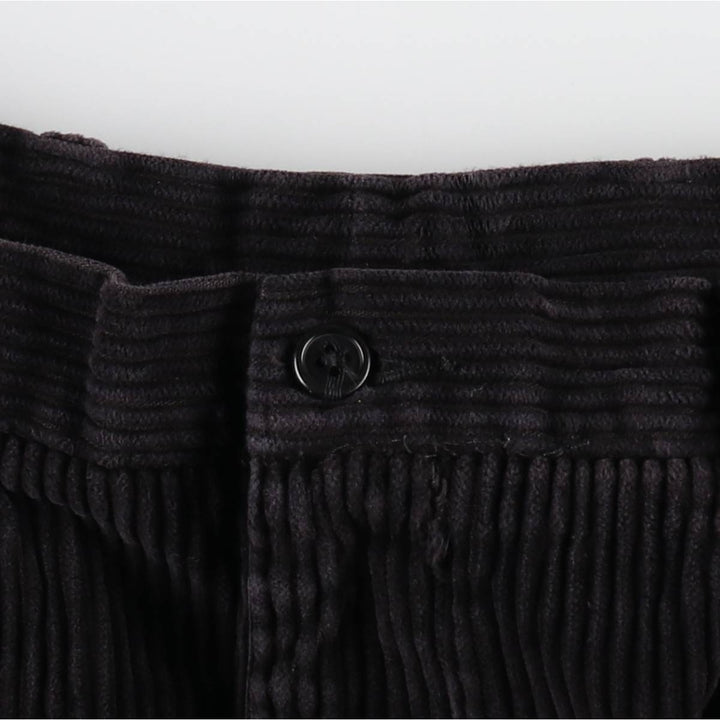 Perry Ellis Men's Wide-Ribbed Two-Pleated Corduroy Pants, Size W35 cotton black type Vintage Second Hand