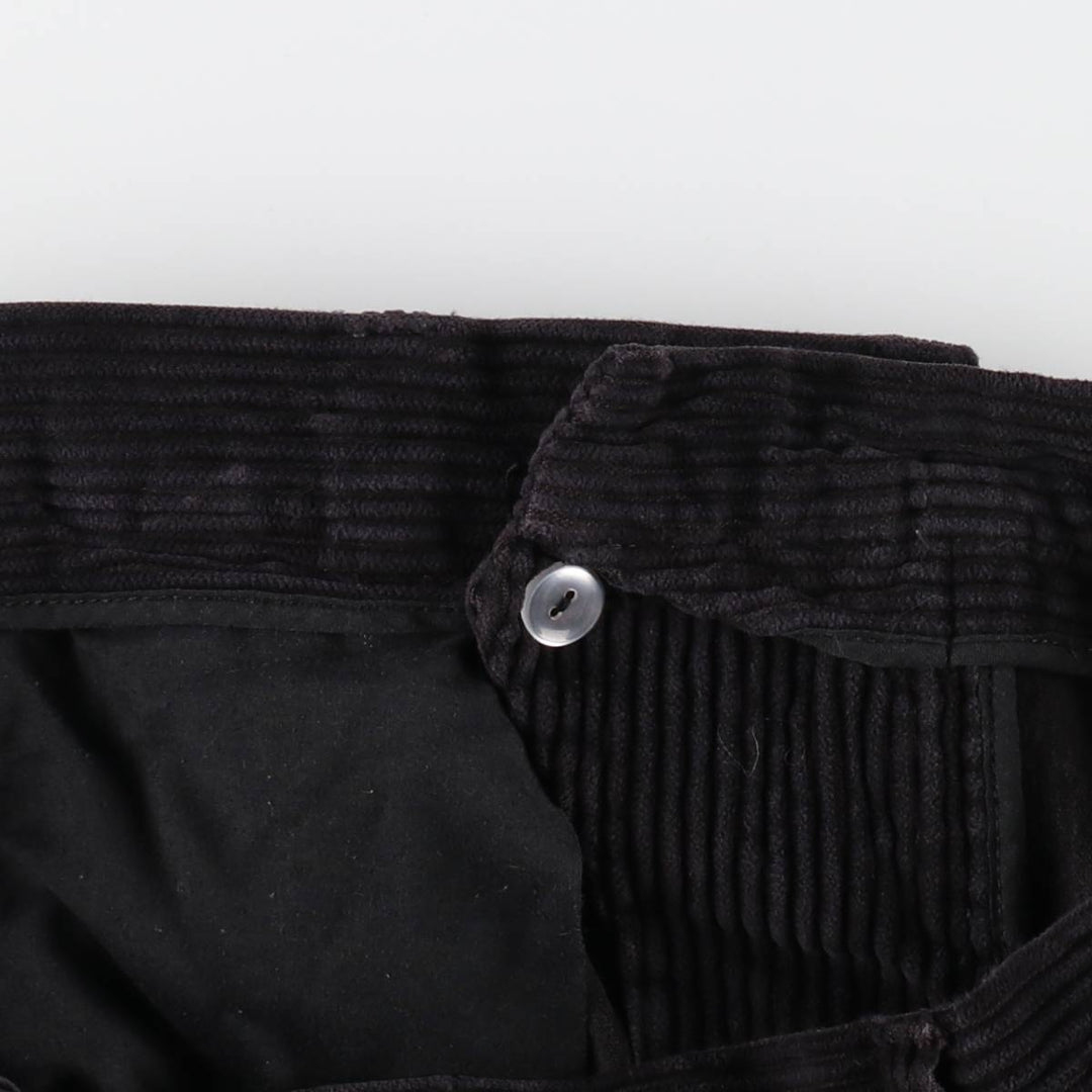 Perry Ellis Men's Wide-Ribbed Two-Pleated Corduroy Pants, Size W35 cotton black type Vintage Second Hand