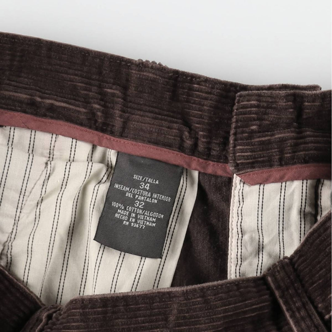 St. John's Bay two-pleat corduroy pants, men's size W33 (approx.) cotton brown type Vintage Second Hand