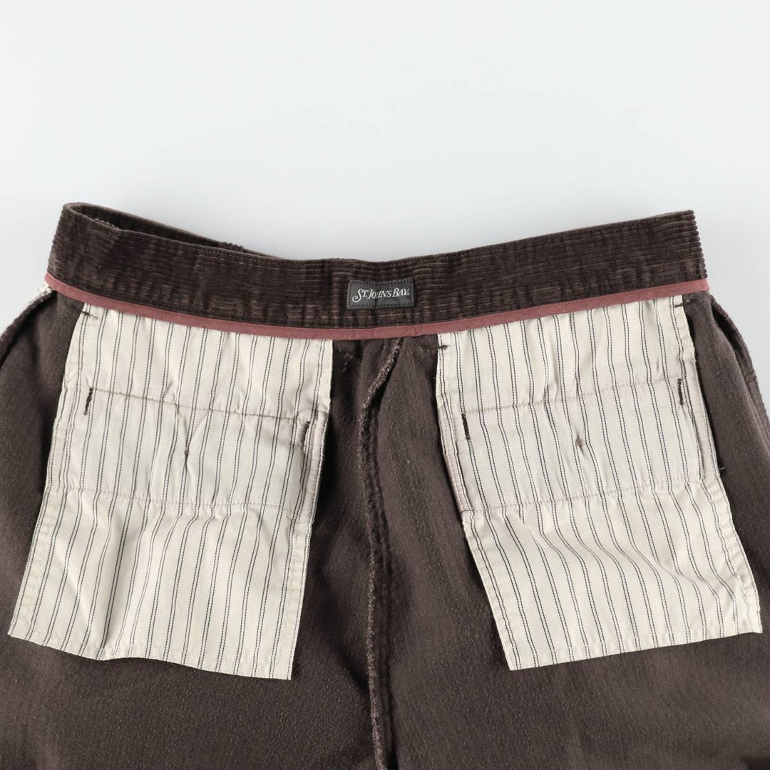 St. John's Bay two-pleat corduroy pants, men's size W33 (approx.) cotton brown type Vintage Second Hand
