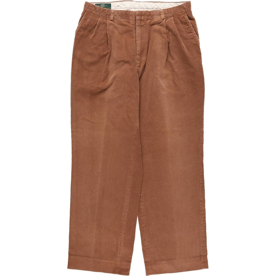 80s-90'S Orvis Two-Pleat Corduroy Pants, Made in USA, Men's W35 (approx.), Vintage cotton brown type Vintage Second Hand