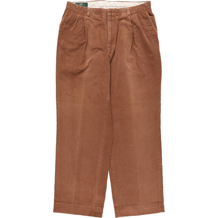80s-90'S Orvis Two-Pleat Corduroy Pants, Made in USA, Men's W35 (approx.), Vintage cotton brown type Vintage Second Hand