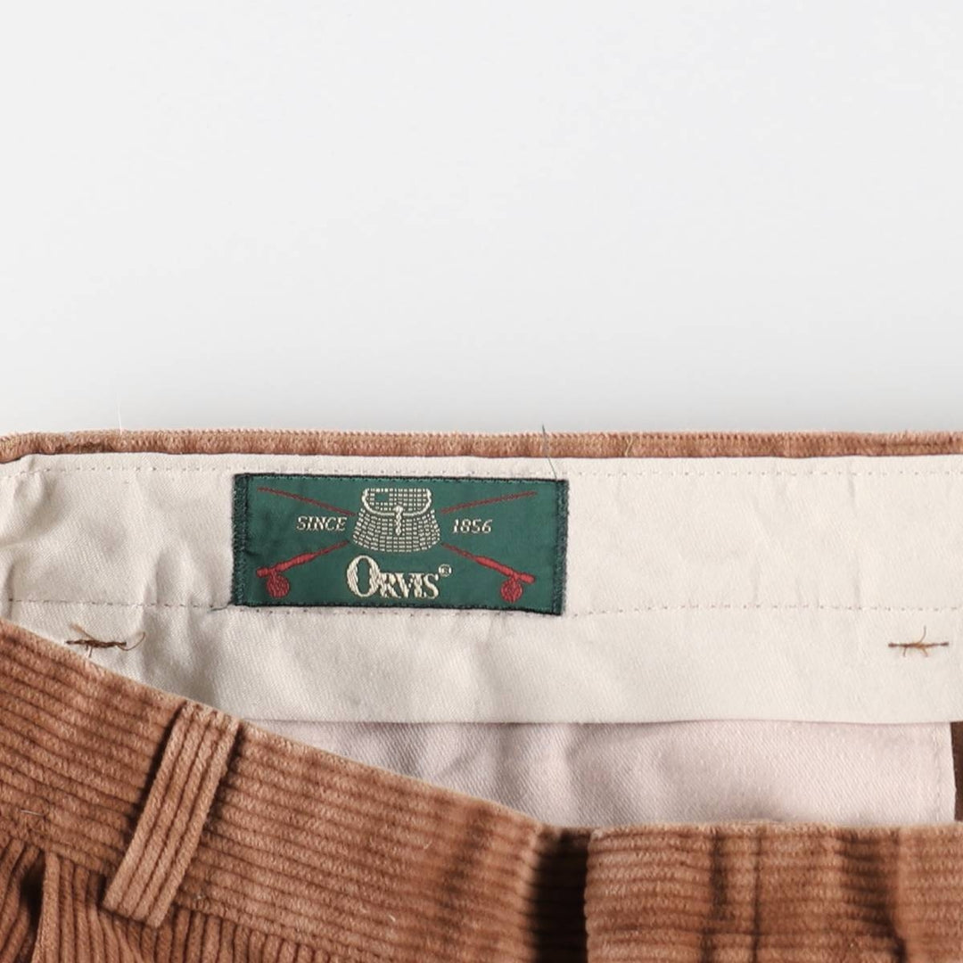 80s-90'S Orvis Two-Pleat Corduroy Pants, Made in USA, Men's W35 (approx.), Vintage cotton brown type Vintage Second Hand