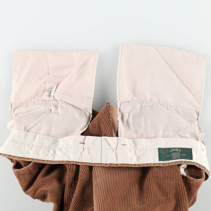 80s-90'S Orvis Two-Pleat Corduroy Pants, Made in USA, Men's W35 (approx.), Vintage cotton brown type Vintage Second Hand