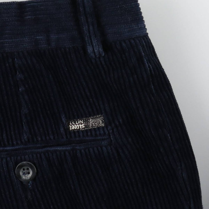 Plain corduroy pants, made in Spain, size 46 (equivalent to men's W37), thick corduroy, zipper fly, wide wale. cotton navy blue type Vintage Second Hand