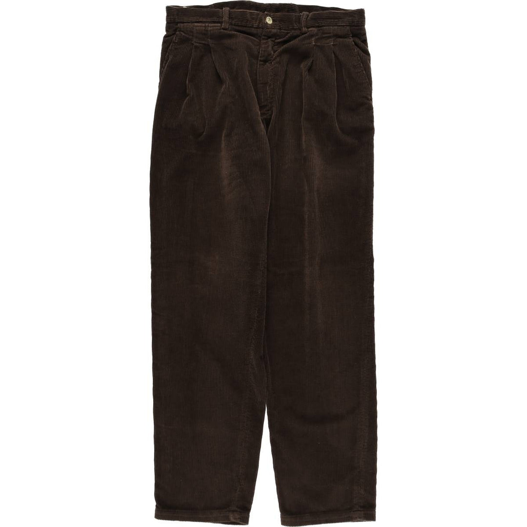 PULL and BEAR Two-Pleat Corduroy Pants, Men's Size W34 (approx.), Vintage unclear brown type Vintage Second Hand