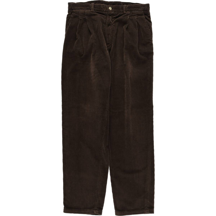 PULL and BEAR Two-Pleat Corduroy Pants, Men's Size W34 (approx.), Vintage unclear brown type Vintage Second Hand
