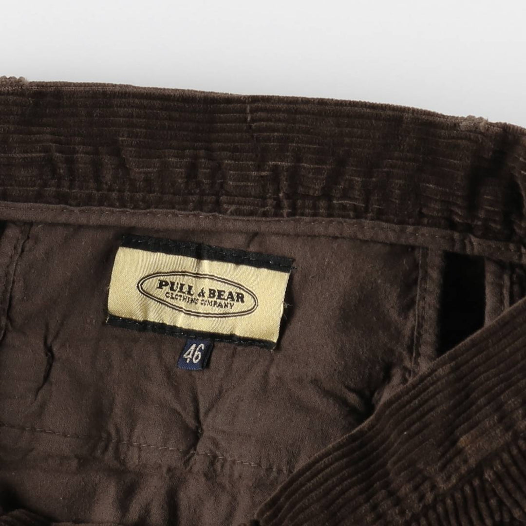 PULL and BEAR Two-Pleat Corduroy Pants, Men's Size W34 (approx.), Vintage unclear brown type Vintage Second Hand