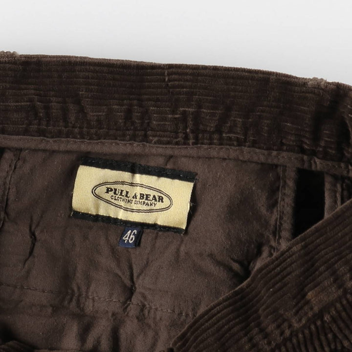 PULL and BEAR Two-Pleat Corduroy Pants, Men's Size W34 (approx.), Vintage unclear brown type Vintage Second Hand