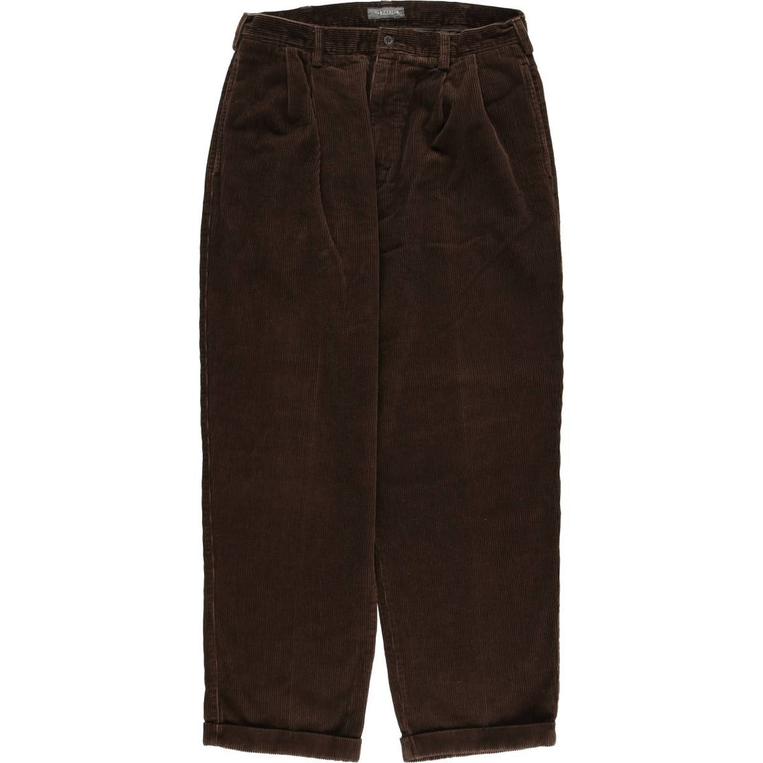 Van Heusen corduroy pants with two pleats, men's size W34 (approx.) cotton brown type Vintage Second Hand