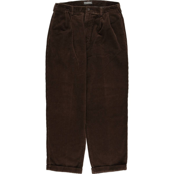 Van Heusen corduroy pants with two pleats, men's size W34 (approx.) cotton brown type Vintage Second Hand