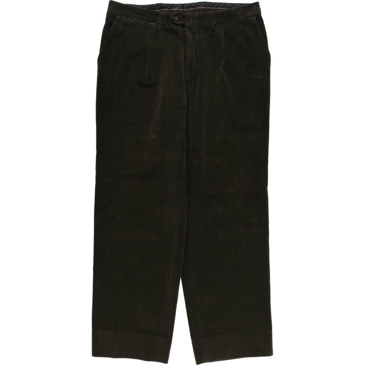 PAUL AND BENSON Wide-wale corduroy pants with one pleat, men's size W37 (approx.) cotton Khaki type sage green Vintage Second Hand