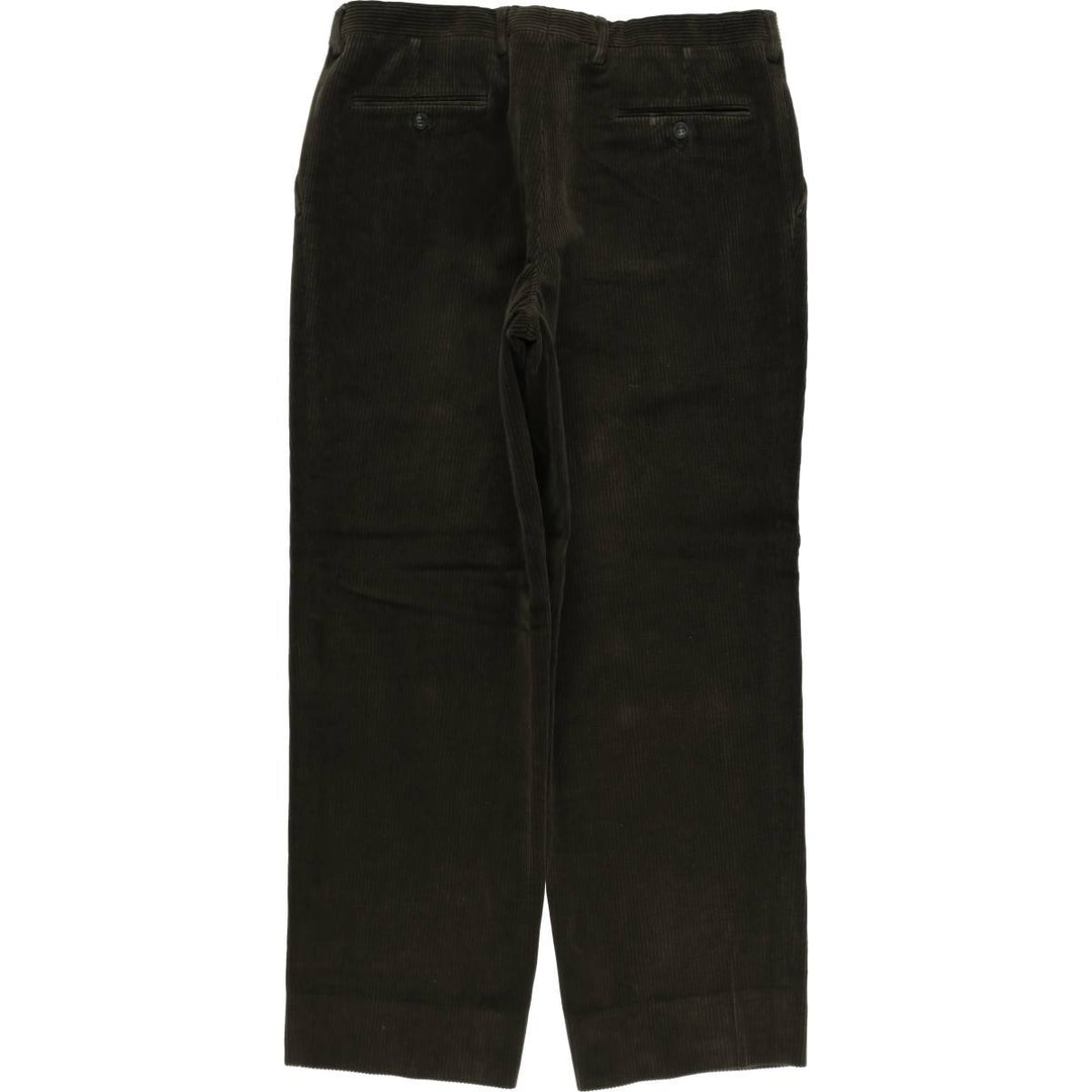 PAUL AND BENSON Wide-wale corduroy pants with one pleat, men's size W37 (approx.) cotton Khaki type sage green Vintage Second Hand