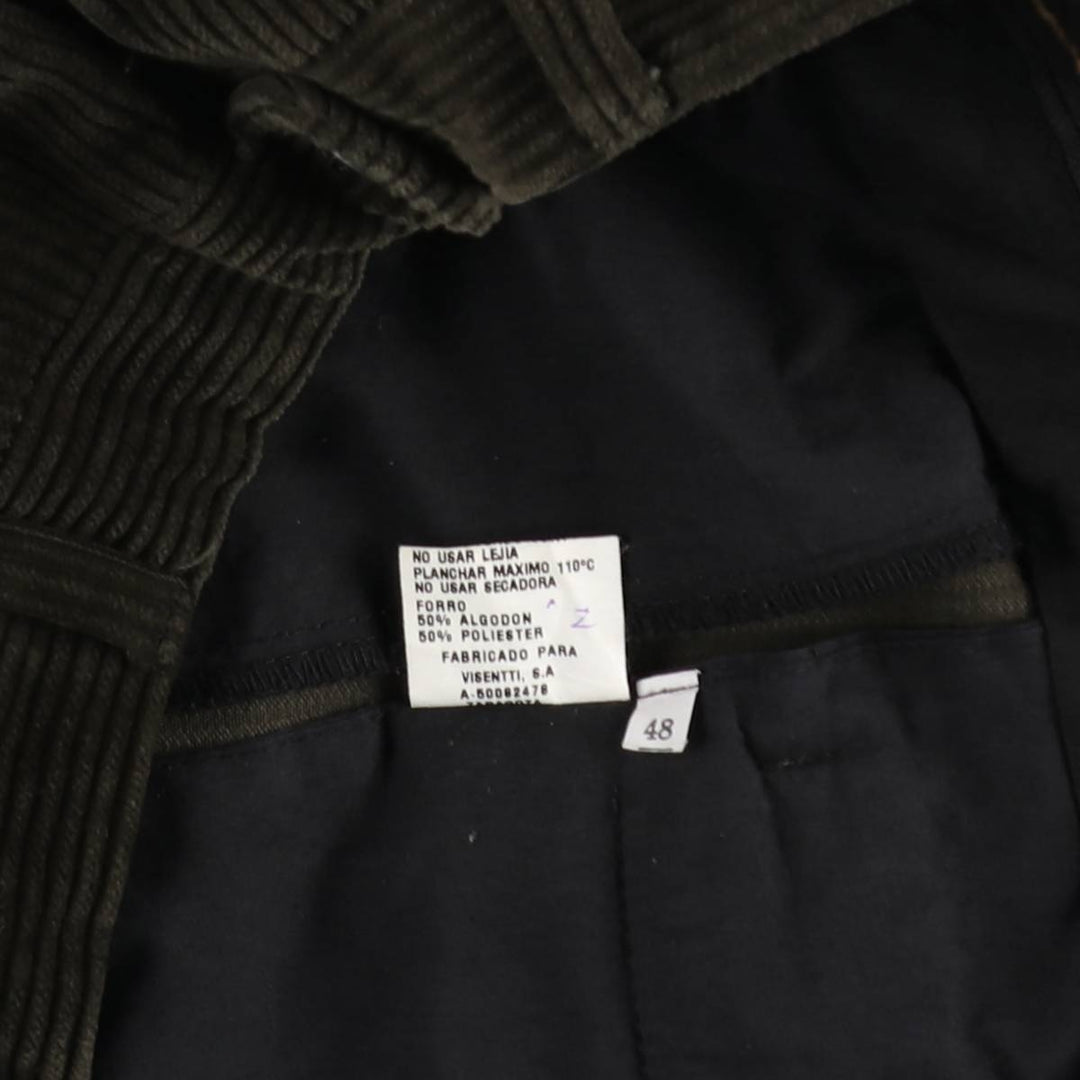 PAUL AND BENSON Wide-wale corduroy pants with one pleat, men's size W37 (approx.) cotton Khaki type sage green Vintage Second Hand