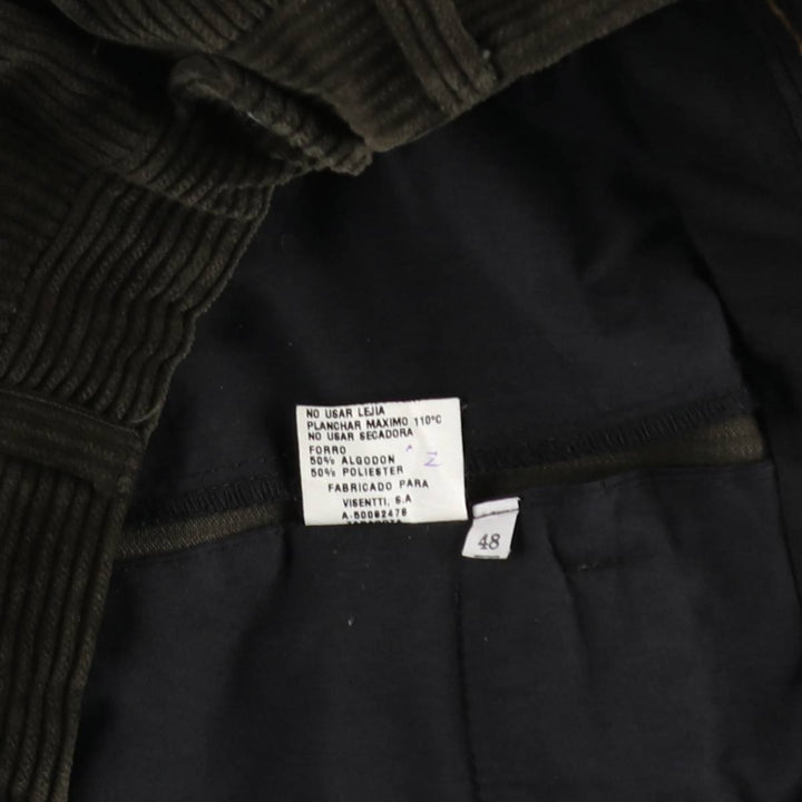 PAUL AND BENSON Wide-wale corduroy pants with one pleat, men's size W37 (approx.) cotton Khaki type sage green Vintage Second Hand